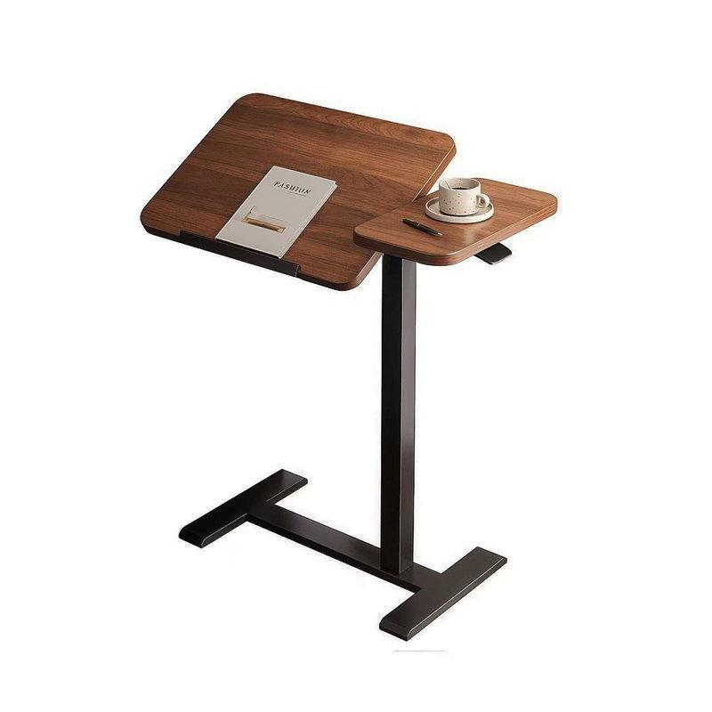 Ceviz Endüstriyel Ahşap ve Metal Tekerlekli Yükseklik Ayarlı Eğilebilir Laptop Sehpası-67x80x40 cm - 113370