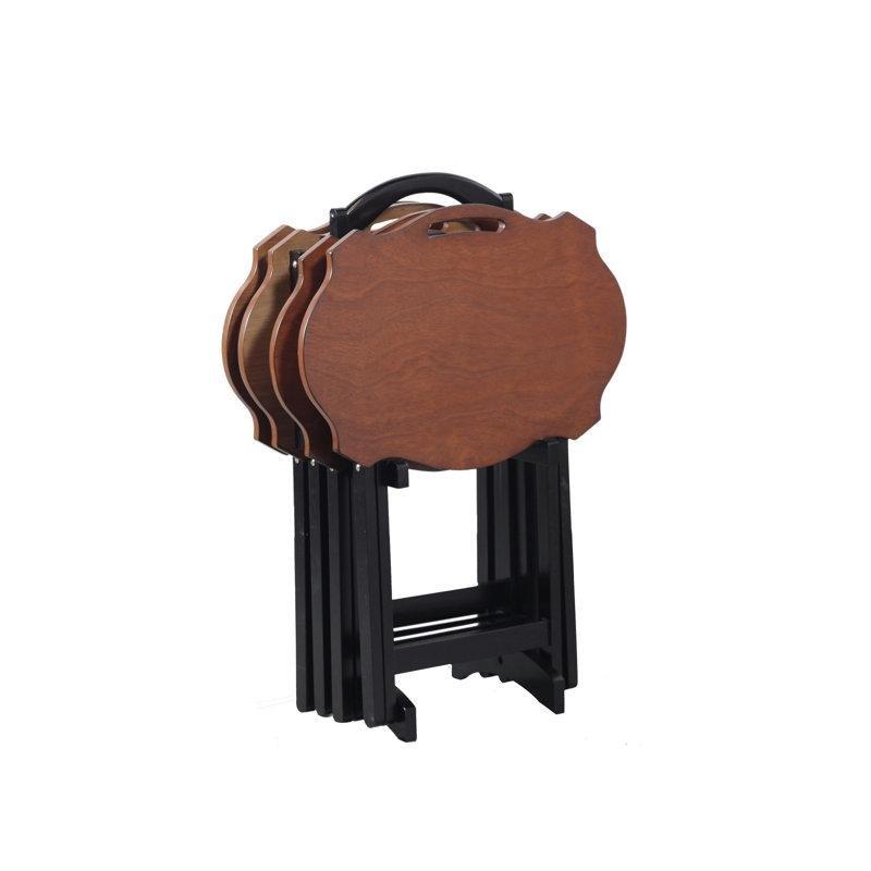 Ceviz Kahverengi Siyah Metal Katlanır Zigon Sehpa 40x58x66 cm - 108268