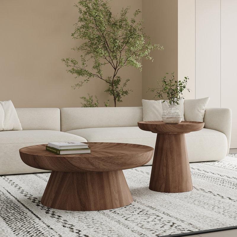 Ceviz Kaplama Lüks Zigon Sehpa Takımı 140x90x49 cm - 108376