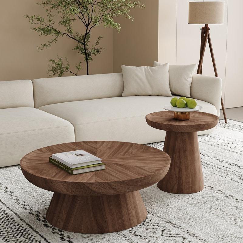 Ceviz Kaplama Lüks Zigon Sehpa Takımı 140x90x49 cm - 108376