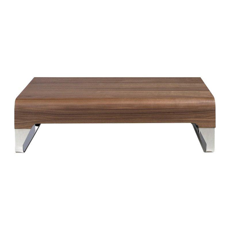 Ceviz Kaplama ve Krom Çelik Ayaklı Dikdörtgen Orta Sehpa 120x70x34 cm - 102654