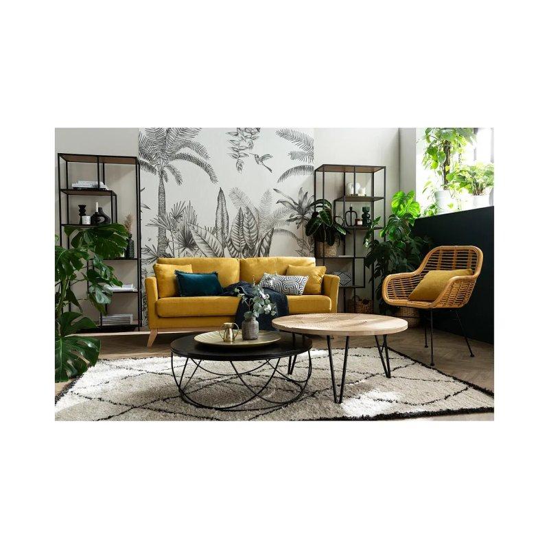 Ceviz Kaplı Ahşap Metal Orta Sehpa 80x80x30 cm - 102084