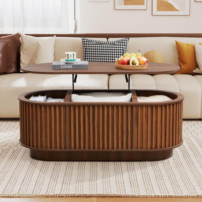 Ceviz Rengi Açılır Saklama Bölmeli Akıllı Sehpa 110 cm - 101175