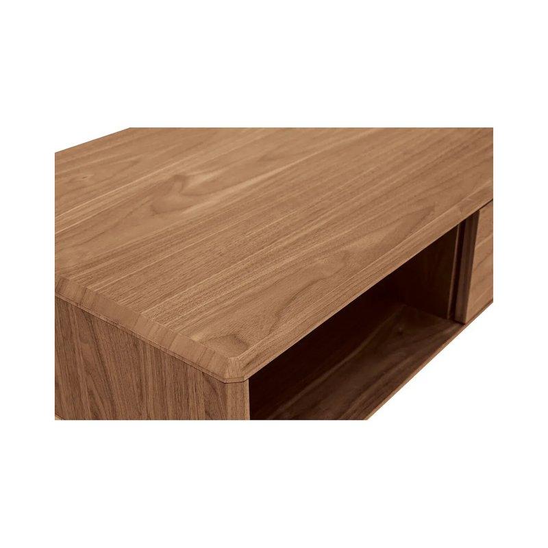 Ceviz Rengi Ahşap Orta Sehpa 100x60 cm, 2 Çekmeceli ve Raflı - 102246