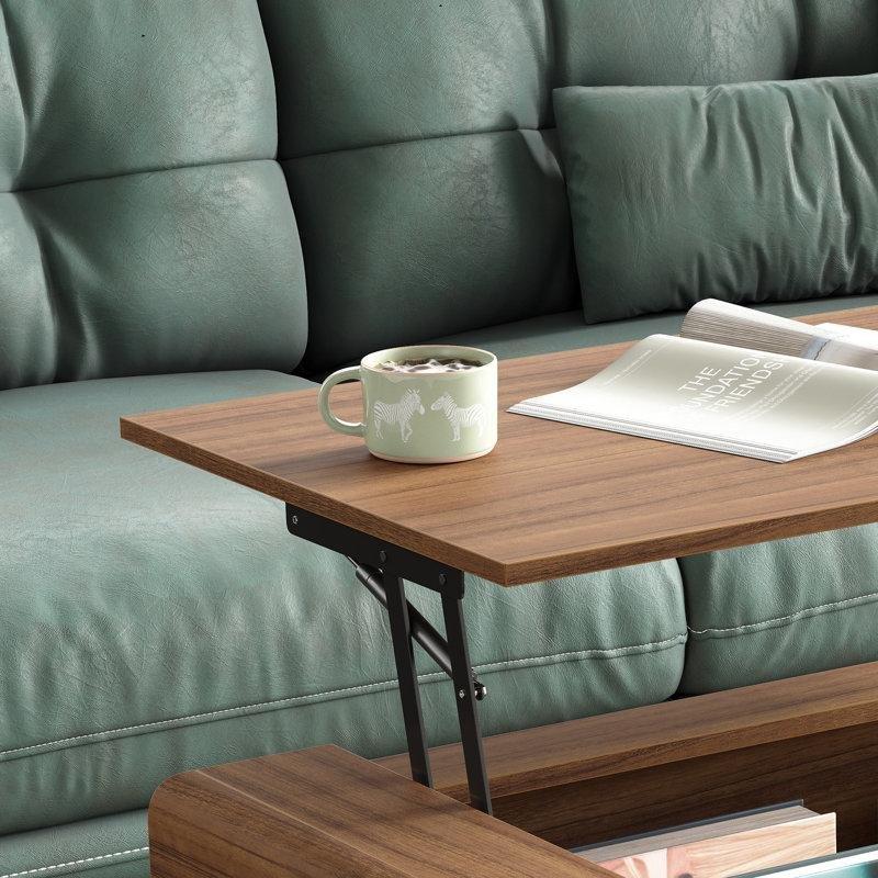 Ceviz Rengi Endüstriyel Ahşap Açılır Akıllı Sehpa 100x47x100 cm - 101364