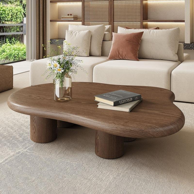 Ceviz Rengi Endüstriyel Ahşap Fasulye Orta Sehpa 123x88 cm - 104206