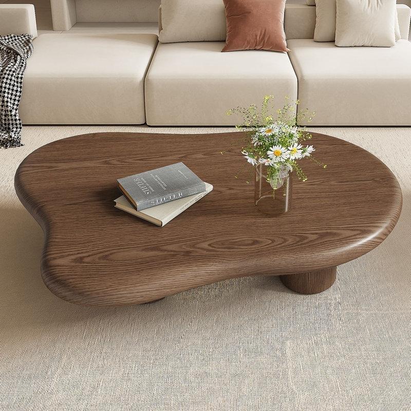 Ceviz Rengi Endüstriyel Ahşap Fasulye Orta Sehpa 123x88 cm - 104206