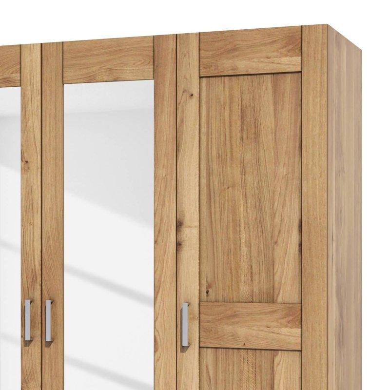 Ceviz Rengi Masif Ahşap 4 Kapılı Aynalı Gardrop 202x205x60 cm - 90745