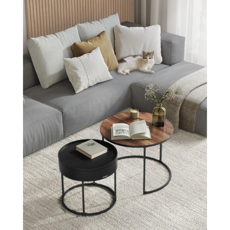 Ceviz Renkli Yuvarlak İkili Zigon Sehpa 60 cm - 106905