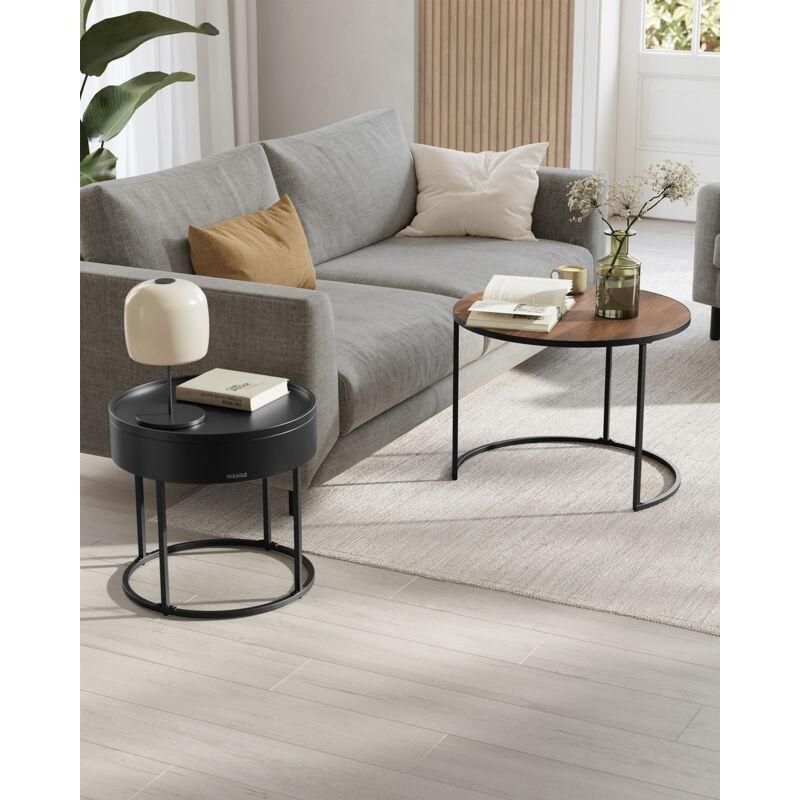 Ceviz Renkli Yuvarlak İkili Zigon Sehpa 60 cm - 106905