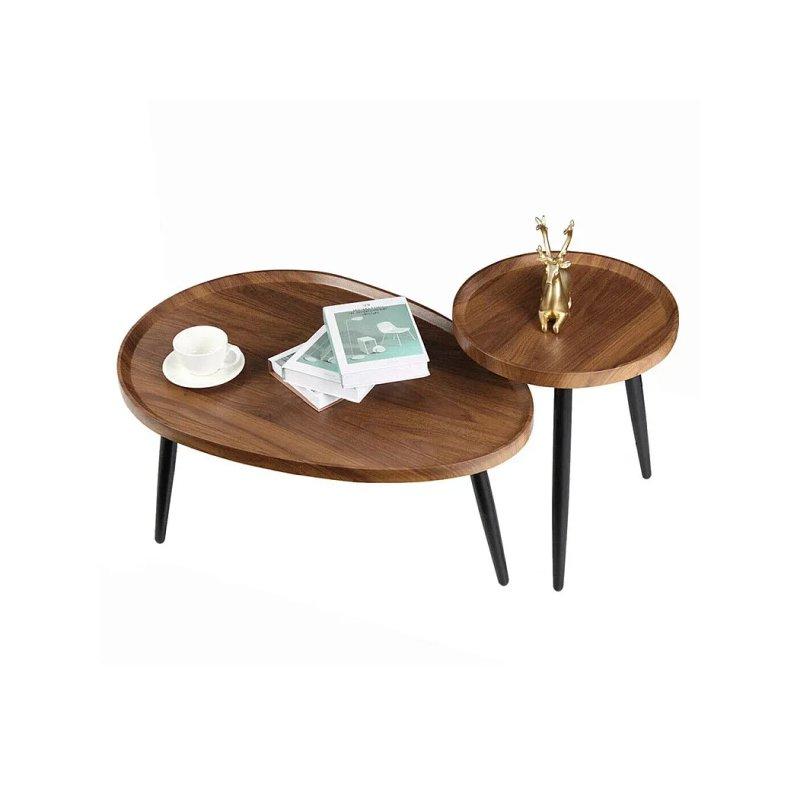 Ceviz Siyah İkili Zigon Sehpa 80x55x39 cm - 106489