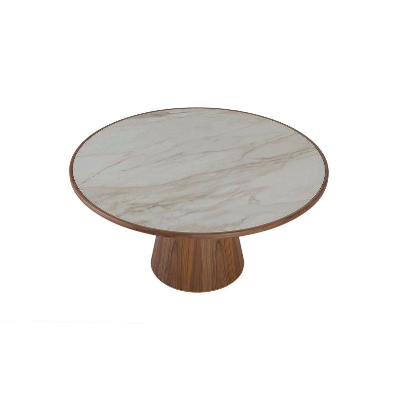 Ceviz Spiral Ayaklı Oval Porselen Masa - 89905