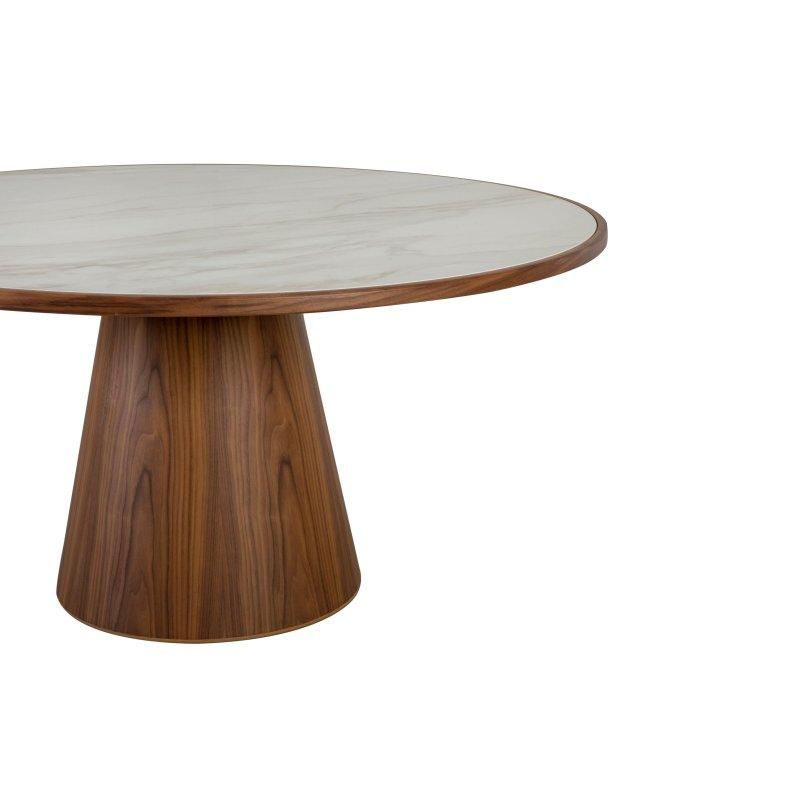 Ceviz Spiral Ayaklı Oval Porselen Masa - 89905