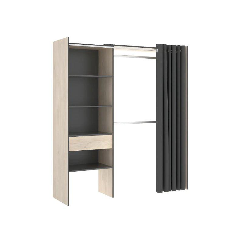 Ceviz ve Antrasit Köşe Gardrop 164-214 cm - 90334