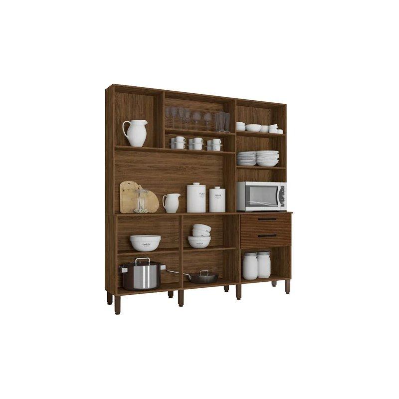 Ceviz ve Krem Beyaz Çok Amaçlı Dolap 180 cm - 92419