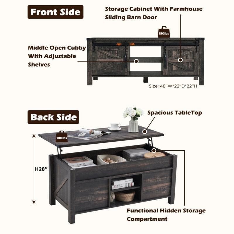 Chanya Endüstriyel Ahşap Açılır Akıllı Sehpa 122 cm - 101250