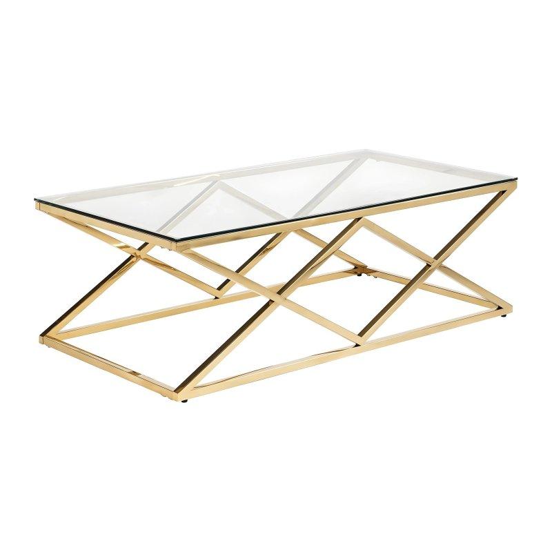 Charlotte Cam Orta Sehpa Gold Ayaklı 120x60 cm - 102678