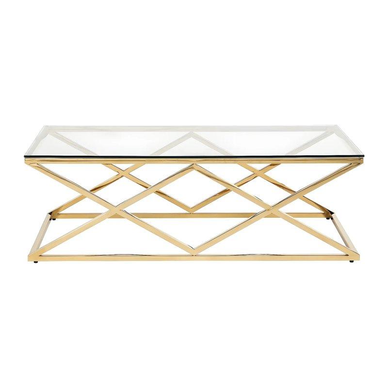 Charlotte Cam Orta Sehpa Gold Ayaklı 120x60 cm - 102678