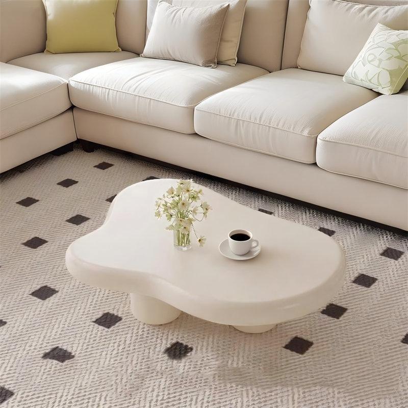 Cloud Beyaz Fasulye Orta Sehpa 98x68 cm - Yuvarlak Kenarlar - 104161