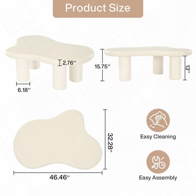 Cloud Endüstriyel Ahşap Orta Sehpa Krem Beyaz 118 cm - 104200