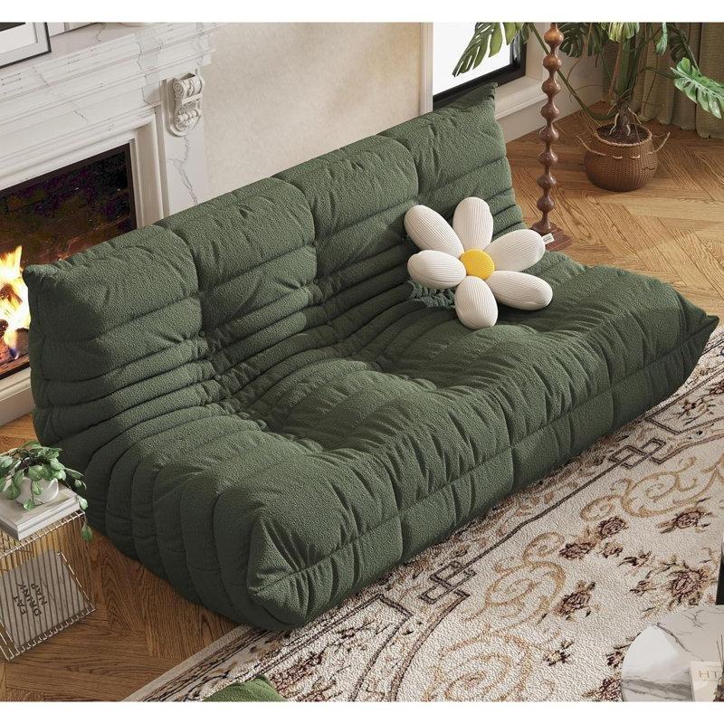 Çocuk Dinlenme Koltuğu Yeşil Teddy Kumaşlı, Köpük Dolgulu Yer Koltuğu-74 x 166 x 102 cm - 109643