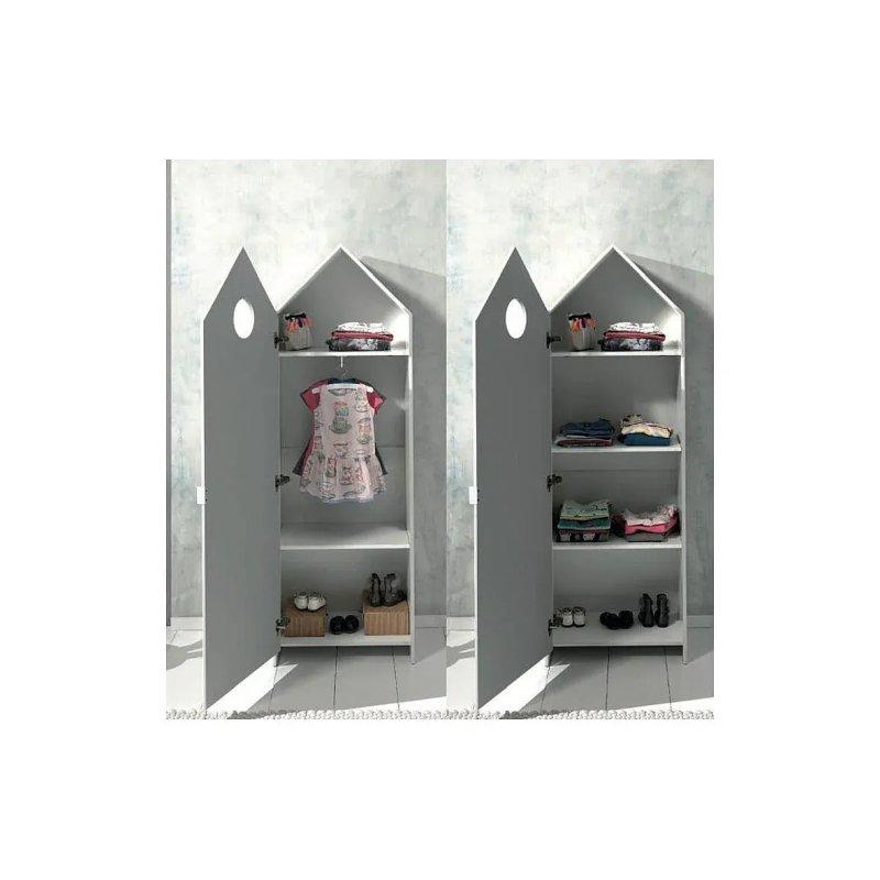Çocuk Gardrobu Masif Çam ve MDF Gri 58 x 37 x 172 cm - 90169