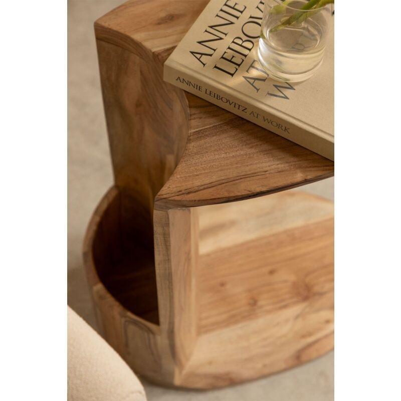 Çok Renkli Ahşap Mat Lake Gizli Bölmeli Bohem Yan Sehpa-55x30x45 cm - 111125