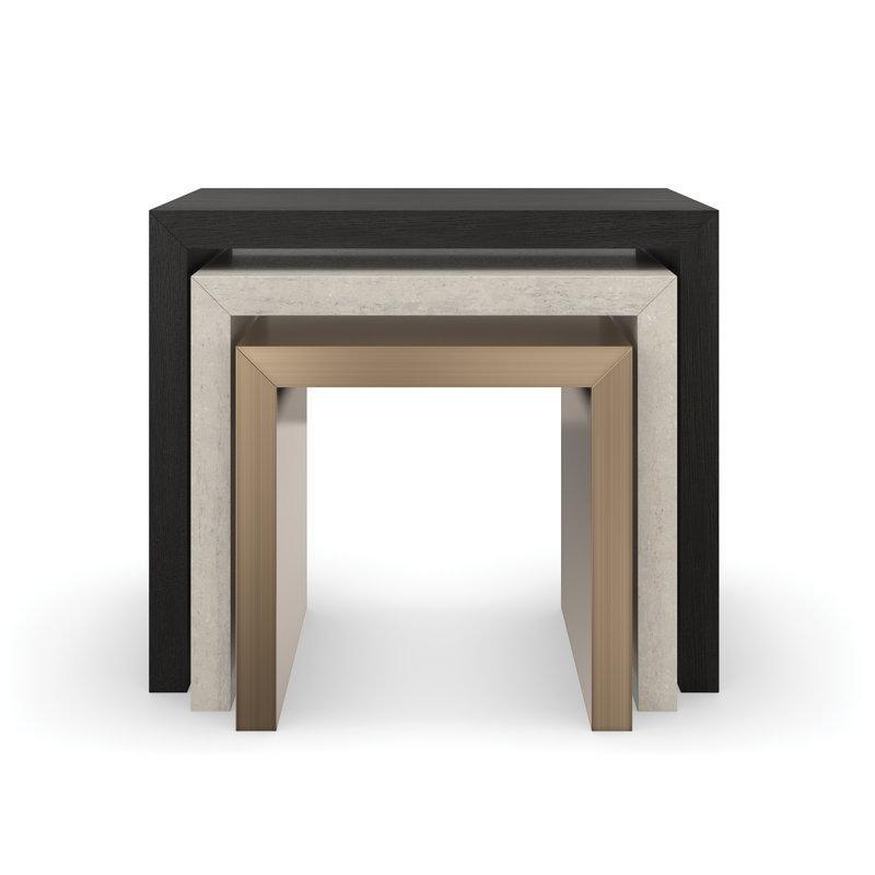 Çok Renkli Ahşap Taş Metal Piramit Zigon Sehpa 66x38x56 cm - 108490