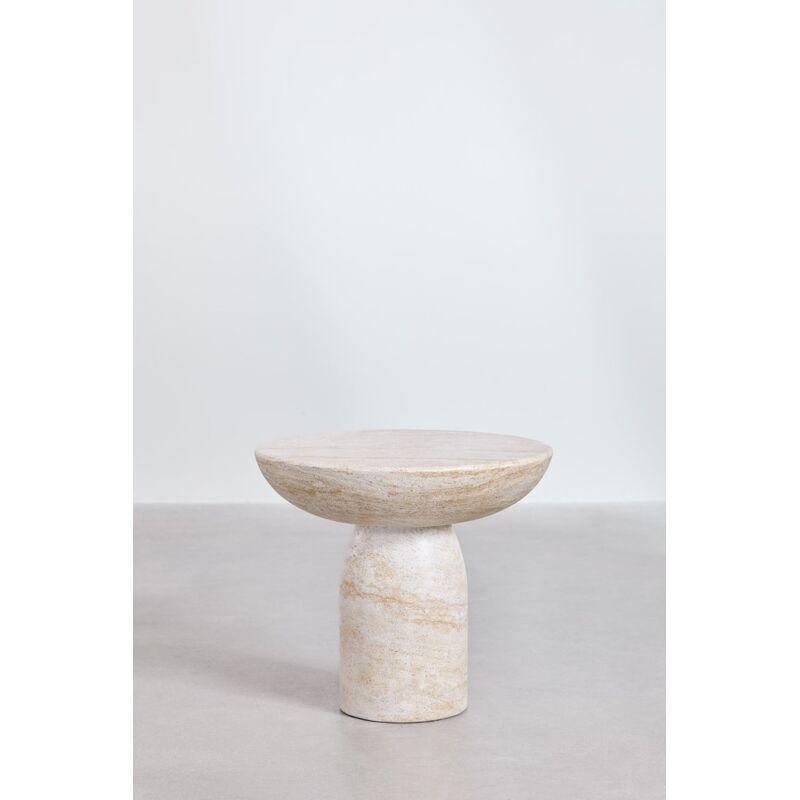 Çok Renkli Fiberglas Takviyeli Çimento Yuvarlak Traverten Yan Sehpa-45x150x1 cm - 111921