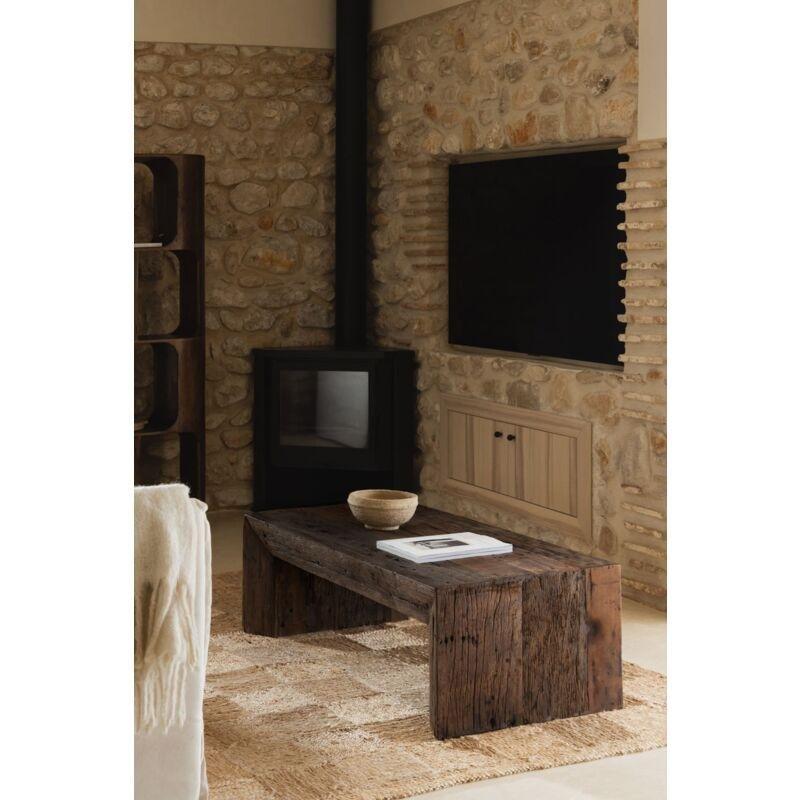 Çok Renkli Geri Dönüştürülmüş Ahşap Dikdörtgen Bohem Yan Sehpa-40x120x60 cm - 111020