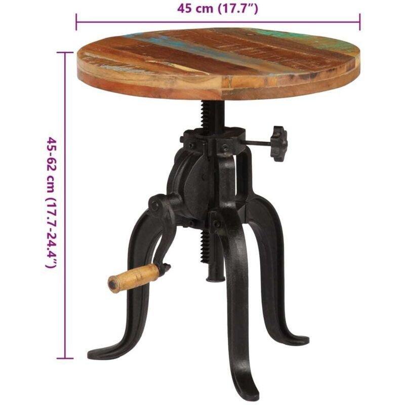 Çok Renkli Geri Dönüştürülmüş Masif Ahşap Ayarlanabilir Ahşap Yan Sehpa-45x45-62 cm - 110586
