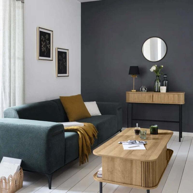 Colva Ahşap Orta Sehpa 120x60 cm Kaymalı Kapılı Beş Tonlu - 102912