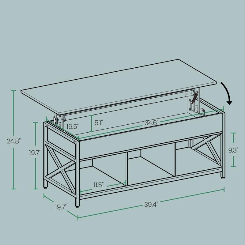 Corrine Endüstriyel Ahşap ve Metal Kaldırmalı Akıllı Sehpa 100 cm - 101424
