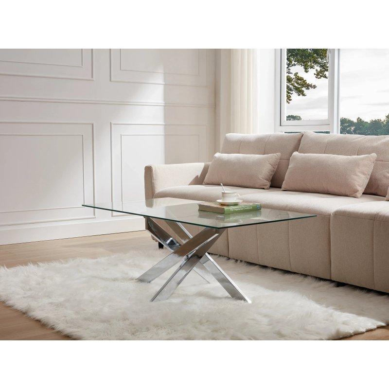Cosima Cam ve Chrome Metal Orta Sehpa 120x60 cm - 102093