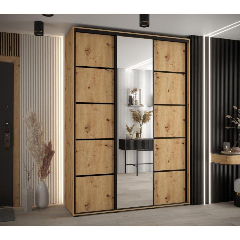 Davos 5 Sürgülü Gardrop Aynalı Ceviz 180x235 cm - 90664