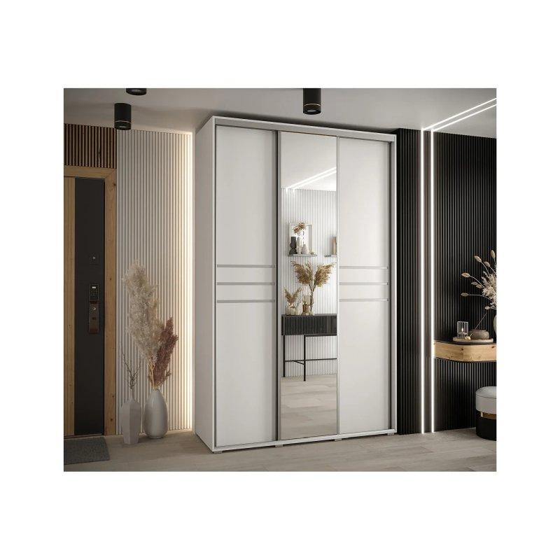 Davos Sürgülü Gardrop Beyaz Aynalı 235x160x45 cm - 90469