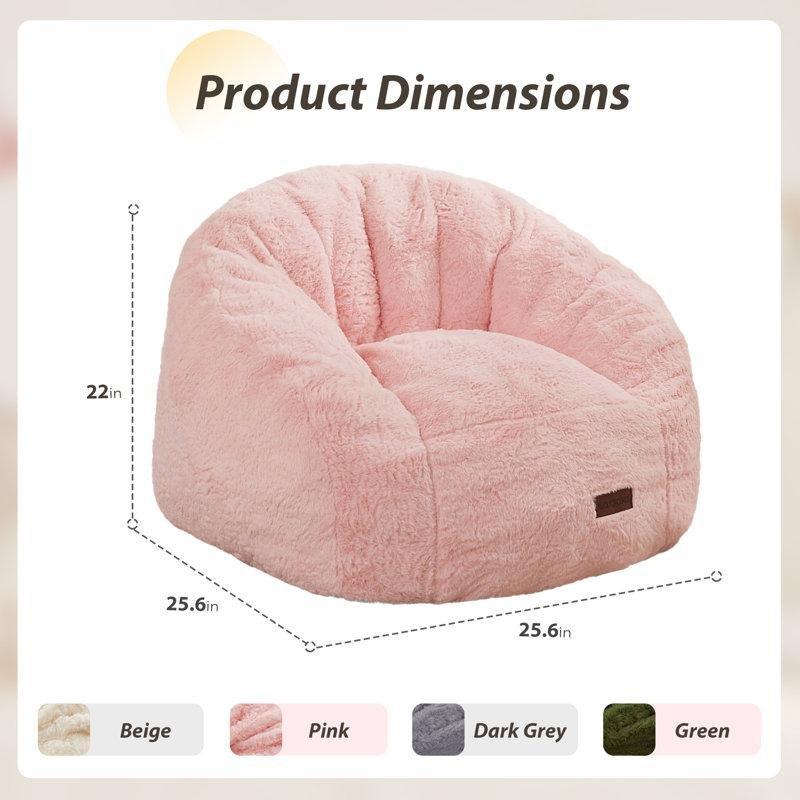 Deniz Kabuğu Formlu Pembe Peluş Çocuk Puf Dinlenme Koltuğu-56 x 65 x 65 cm - 109712