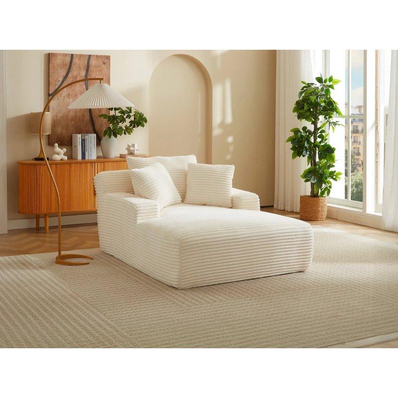 Derin Oturumlu Fitilli Kadife Dinlenme Koltuğu-120x72x168 cm - 110141