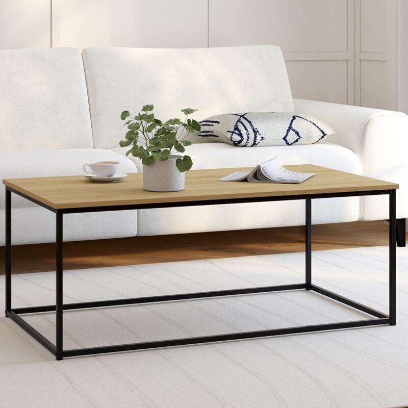 Detroit Dikdörtgen Orta Sehpa 113x60 cm Endüstriyel Ahşap ve Metal - 103563