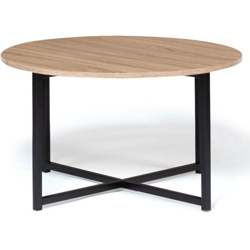 Detroit Endüstriyel Tasarım Yuvarlak Orta Sehpa 70 cm Ahşap Metal - 103550