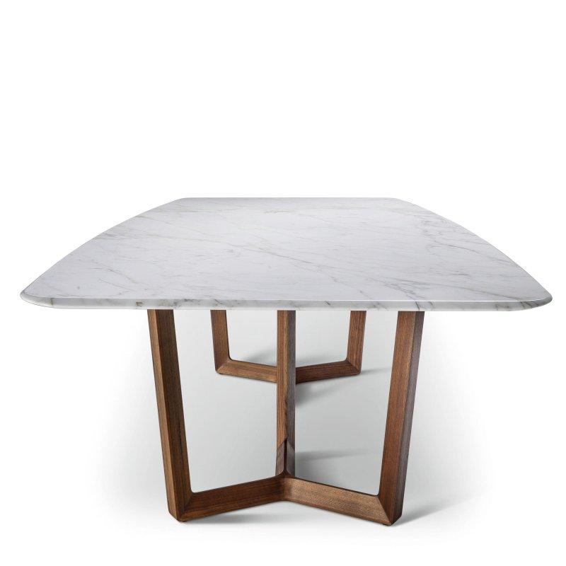 Dikdörtgen Ahşap Ayaklı Beyaz Mermer Masa 240x120 cm - 92032