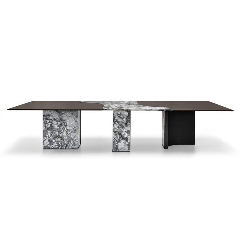 Dikdörtgen Ahşap ve Mermer Masa 240x120 cm - 92182