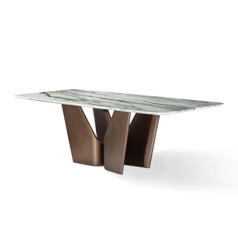 Dikdörtgen Beyaz Mermer Masa Metal Ayaklı 200x100 cm - 91972