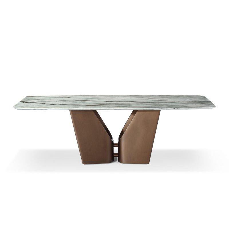 Dikdörtgen Beyaz Mermer Masa Metal Ayaklı 200x100 cm - 91972