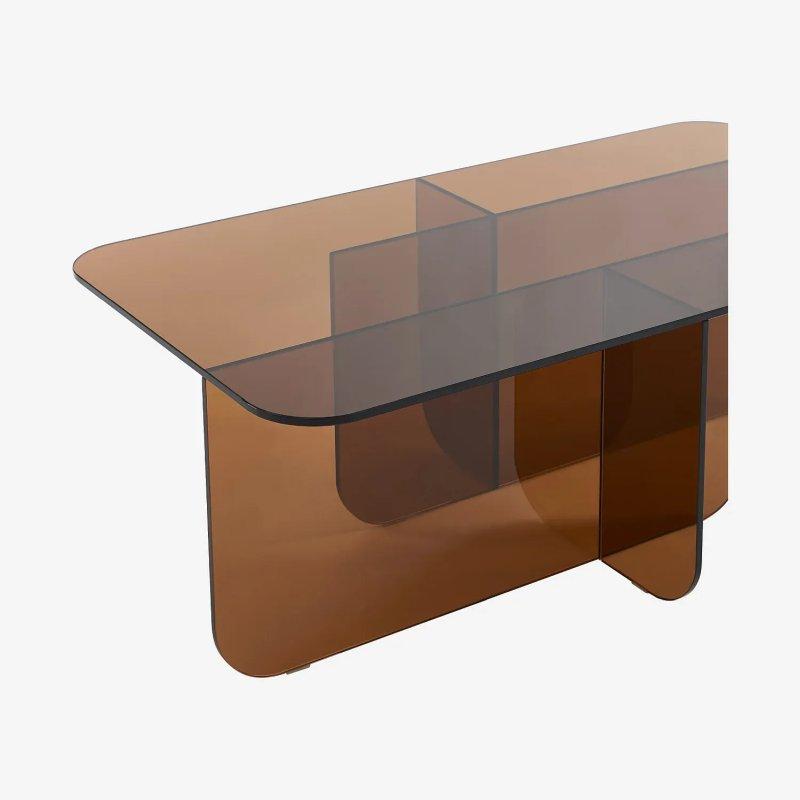 Dikdörtgen Cam Orta Sehpa 110x60 cm, Marron Ambré Tasarım - 103648