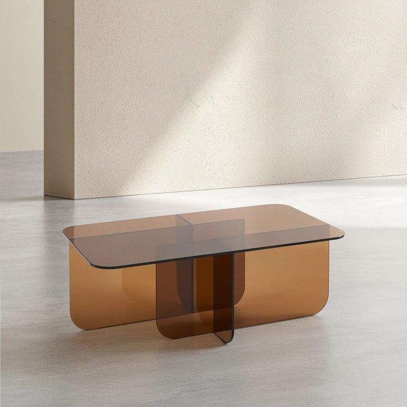 Dikdörtgen Cam Orta Sehpa 110x60 cm, Marron Ambré Tasarım - 103648