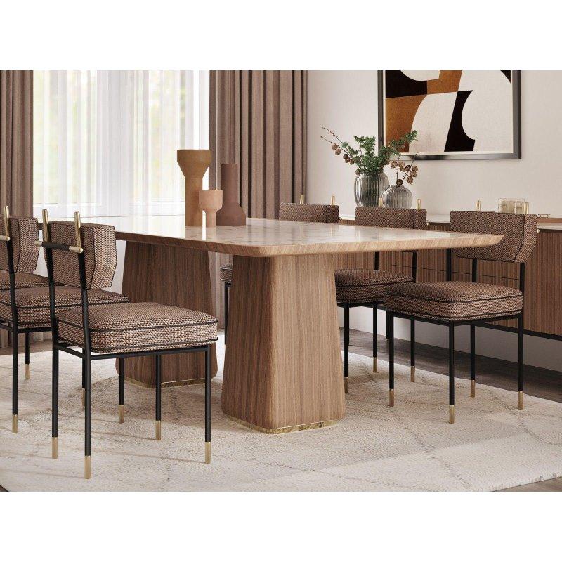 Dikdörtgen Ceviz Mermer Masa 220x110x75 cm - 91762