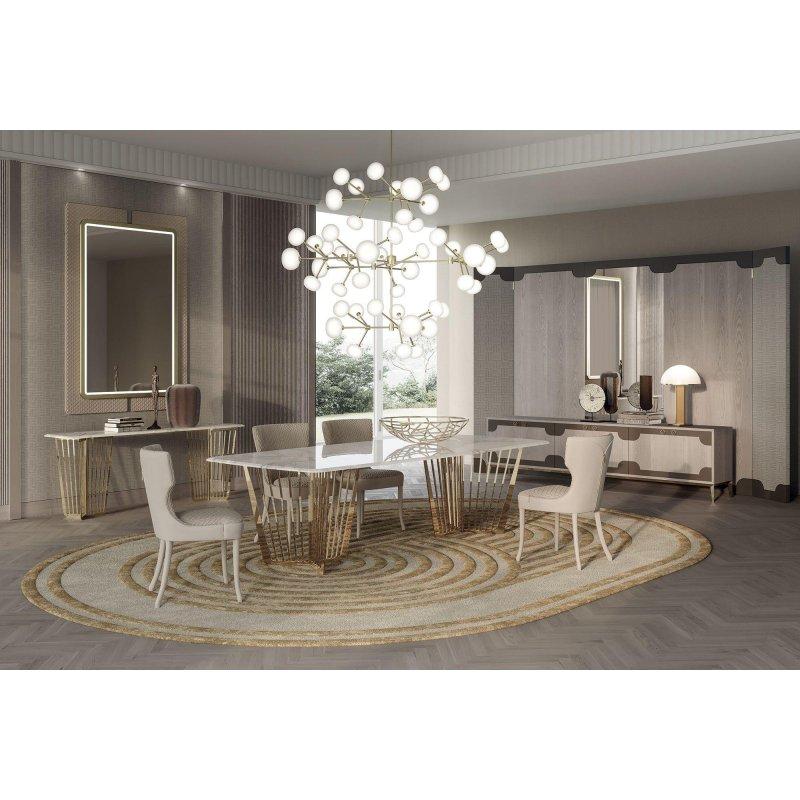 Dikdörtgen Gold Ayaklı Mermer Masa 240x110 cm - 91591
