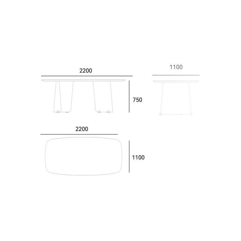 Dikdörtgen Gri Mermer Masa 240x120 cm - 91849
