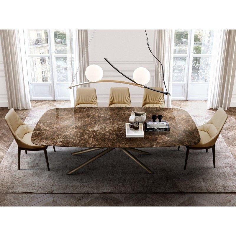 Dikdörtgen Kahverengi Mermer Masa 200x106 cm - 91552